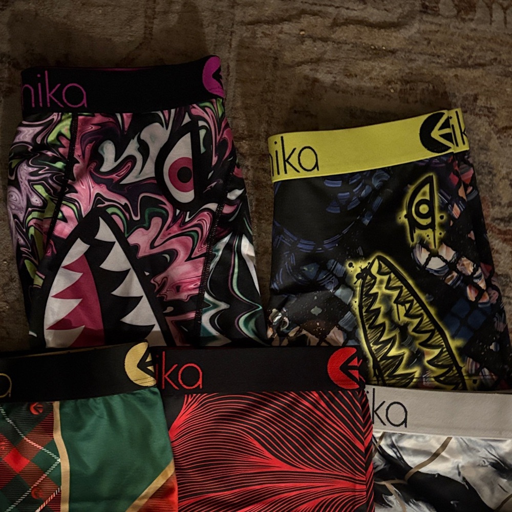 ethika Neon Graphic Boxer Briefs Set - Pink, Yellow, Black, Green, Red, White